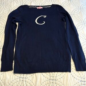 Like new Lilly Pulitzer Navy “C” script  sweater XS